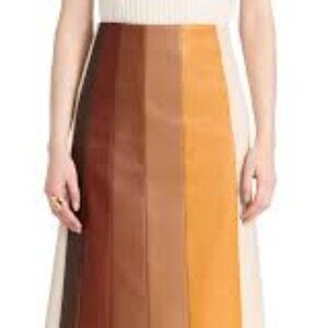 MOTHER The Bits and Pieces Faux Leather Midi Skirt